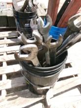 (0679)  BUCKET OF LARGE HAND WRENCHES