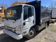 2019 Isuzu NPR HD Gas 6- Wheel 12' Dump Truck w/8 Cylinder Motor, Side Door, Buyers Tool Box, and