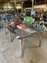 8'x4' All Steel HD table W/(2) Vices Pipe vice +6" Wilton Bench Mounted