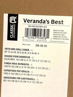 NIB Classic Accessories Veranda's Best Waterproof BBQ Grill Cover, 64 x 30 x 48 Inch