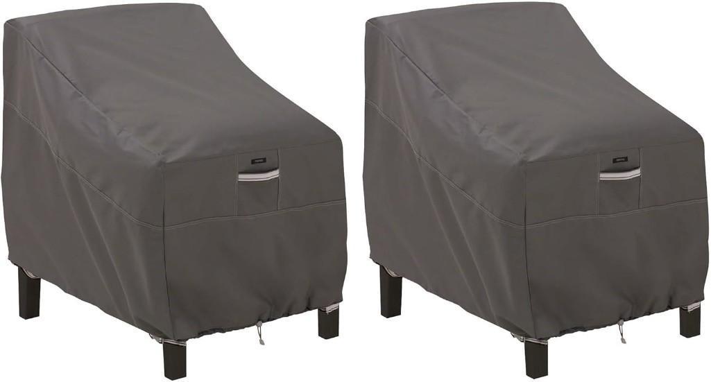 NIB Classic Accessories Ravenna Water-Resistant 38 Inch Deep Seated Patio Lounge Chair Cover, 2 Pack