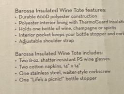 NIB Insulated Wine Tote