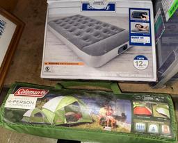 Coleman 4 Man Tent and Bestway Air Mattress with built in pump