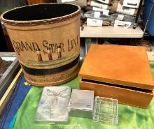 Handmade Leather Box 11"x11"x4", Jaffa Crystal etched box, Angel Hook set w/Angel Hair & Cruise Bin
