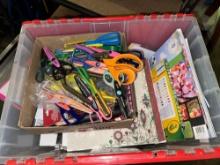Tote Full of Crafting items- scissors, Tons of scrapbook Paper, Markers, Labels etc