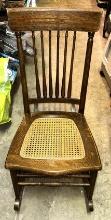 Vintage Rocking Chair with Cane Bottom Seat