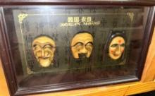 Wall hanging carved Korean masks- Yang ban, Imae Tal and Bune Tal