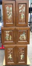 3 Vintage Japanese Cabinets with Beautiful Stone Inlay