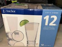 NIB 12 Anchor Hocking 17oz Drinking Glasses