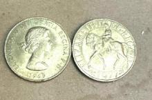 1965 and 1977 Large Great Britain Queen Elizabeth II Coins
