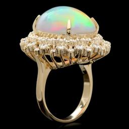 14k Yellow Gold 10.00ct Opal 2.15ct Diamond Ring
