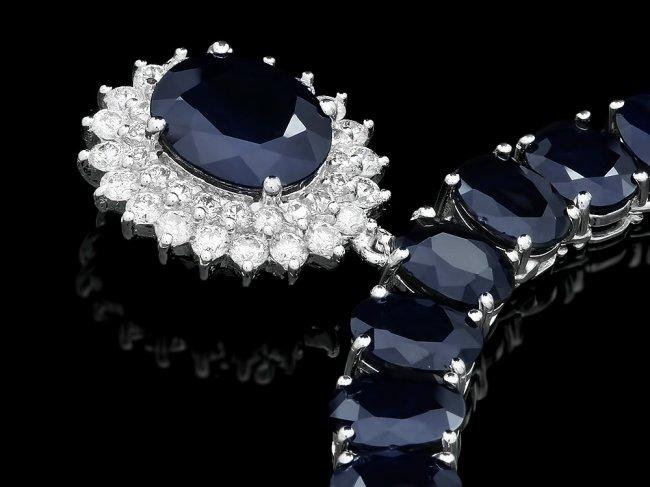 14k Gold 105ct Sapphire 1.50ct Diamond Necklace