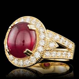 14k Yellow Gold 8.00ct Ruby 1.60ct Diamond Ring