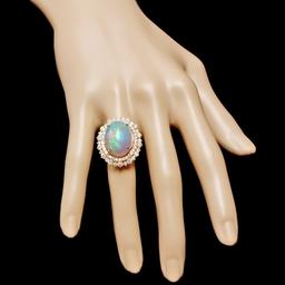 14k Yellow Gold 10.00ct Opal 2.15ct Diamond Ring