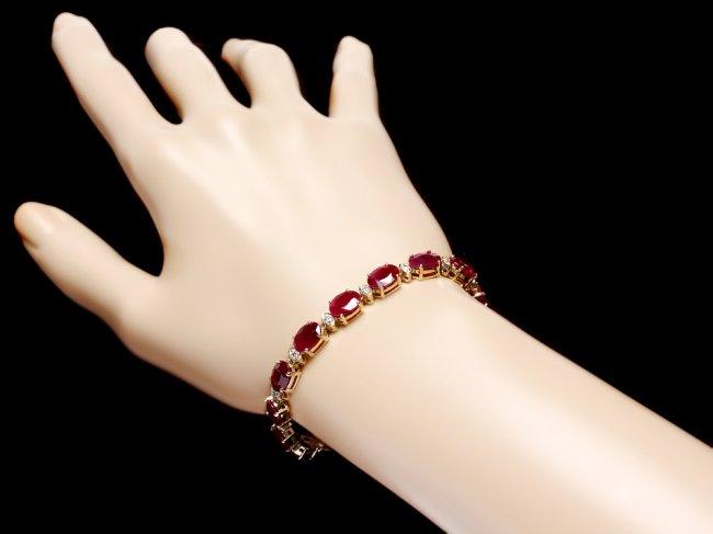 14k Gold 25.00ct Ruby 1.00ct Diamond Bracelet