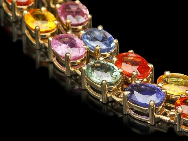14k Gold 37ct Sapphire 0.45ct Diamond Bracelet