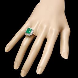 18k White Gold 4.00ct Emerald 1.30ct Diamond Ring