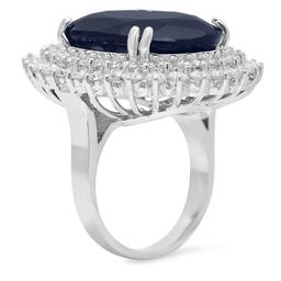 14K Gold 25.57ct Sapphire 3.39ct Diamond Ring