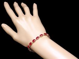 14k Gold 25.00ct Ruby 1.10ct Diamond Bracelet