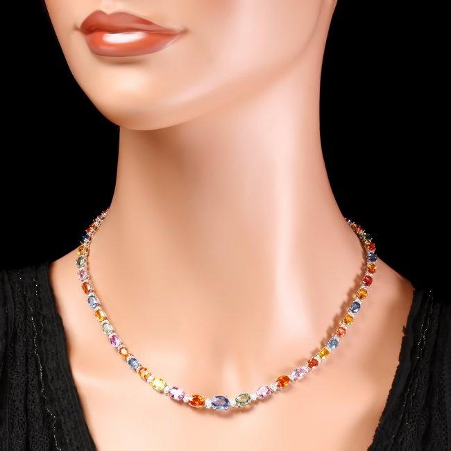 14k Gold 31ct Sapphire 1.20ct Diamond Necklace