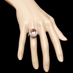 14k Gold 9.50ct Morganite 1.20ct Diamond Ring