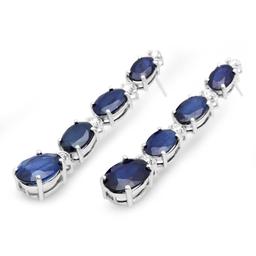 14K Gold 9.00ct Sapphire 0.36cts Diamond Earrings