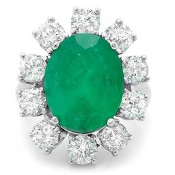 18k White Gold 8.00ct Emerald 3.35ct Diamond Ring