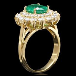 14k Gold 1.70ct Emerald 1.45ct Diamond Ring