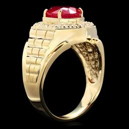 14k Gold 4.50ct Ruby 0.65ct Diamond Mens Ring