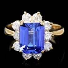 14k Gold 3.00ct Tanzanite 1.20ct Diamond Ring