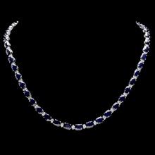 14k Gold 37ct Sapphire 1.85ct Diamond Necklace