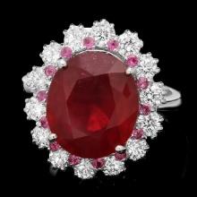 14k White Gold 8.00ct Ruby 1.30ct Diamond Ring