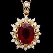 14k Gold 5.00ct Ruby 0.60ct Diamond Pendant