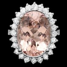 14k Gold 12.00ct Morganite 1.00ct Diamond Ring