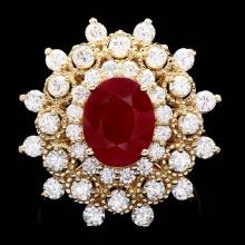 14k Yellow Gold 4.00ct Ruby 2.00ct Diamond Ring