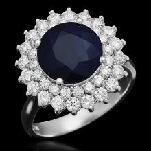 14K Gold 3.48ct Sapphire 1.12ct Diamond Ring