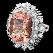 14k Gold 8.50ct Morganite 1.40ct Diamond Ring