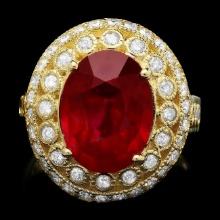 14k Yellow Gold 6.00ct Ruby 1.10ct Diamond Ring