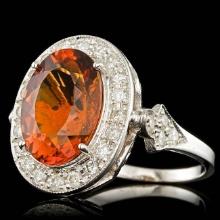 14k White Gold 5.00ct Citrine 1.65ct Diamond Ring