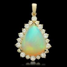 14K Gold 10.78ct Opal 2.15ct Diamond Pendant