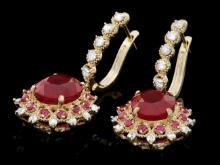 14k Gold 7.5ct Ruby 1.00ct Diamond Earrings