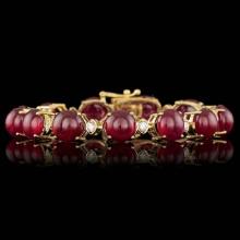 14k Gold 64.00ct Ruby 0.95ct Diamond Bracelet