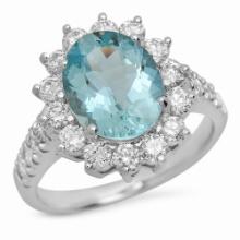 14K Gold 2.66ct Aquamarine 1.18ct Diamond Ring