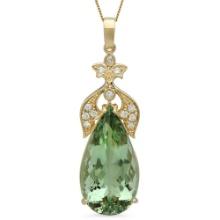 14K Gold 22.94ct Amethyst 0.40ct Diamond Pendant