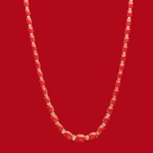 18K Gold 30.61ct Coral 1.35ct Diamond Necklace