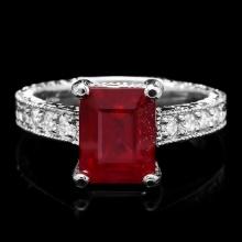 14k White Gold 4.17ct Ruby 0.35ct Diamond Ring