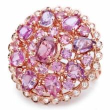 14k Rose Gold 11ct Sapphire 0.75ct Diamond Ring