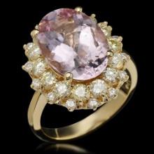 14K Gold 5.90ct Kunzite 1.76ct Diamond Ring