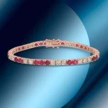 14K Gold 7.8ctc Ruby & 3.98ctc Diamond Bracelet