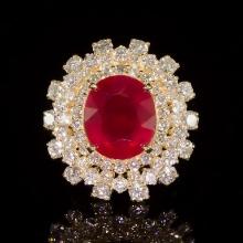 14K Gold 9.39ct Ruby 3.93ct Diamond Ring